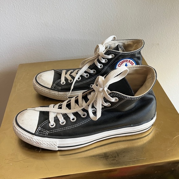 Converse Black Leather High-Top Sneakers 2000s Unisex - Picture 3 of 8